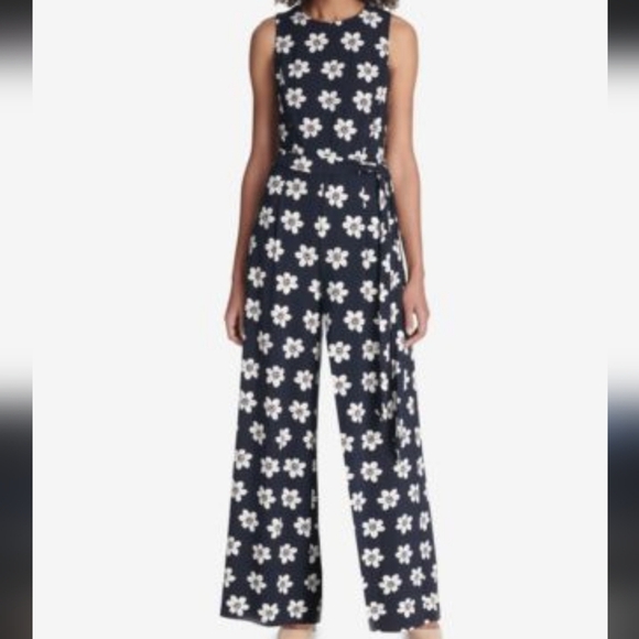 Tommy Hilfiger Pants - Sz 2| Tommy hilfiger womens one piece Floral print jumpsuit blue